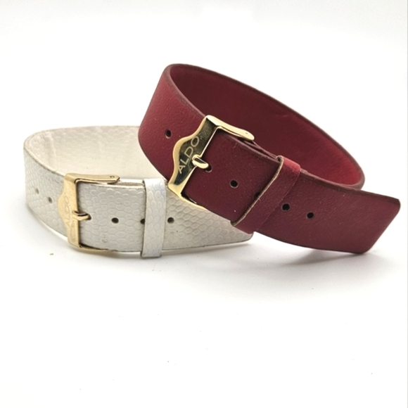 🆓️ FREE ADD ON TO BUNDLE ALDO Red White Faux Leather Bracelet Watch Bands - Picture 1 of 3